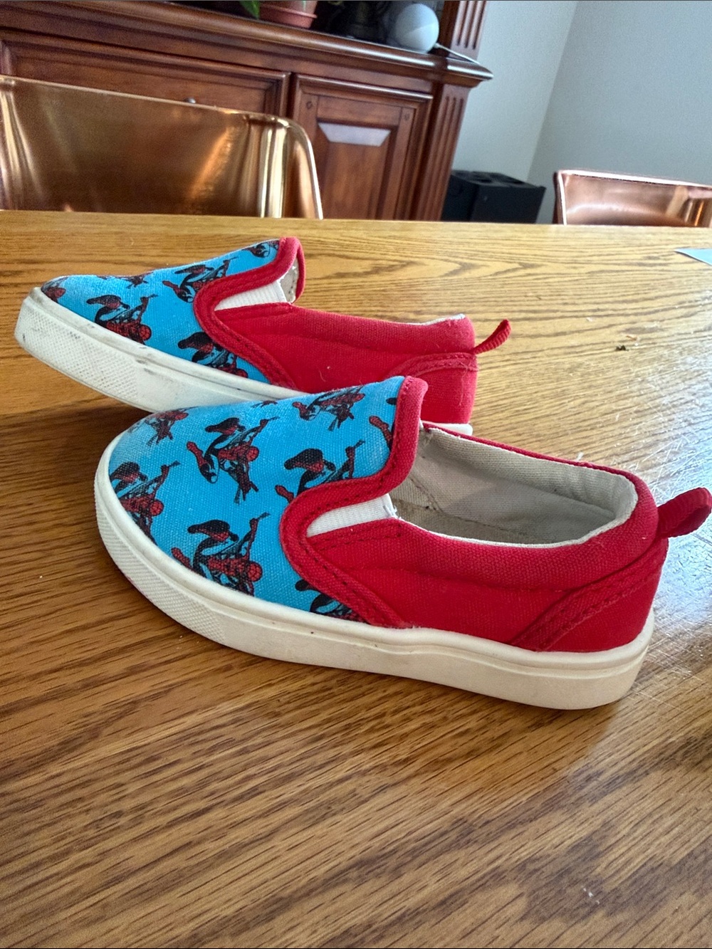 GAP Kids Red and Blue Slip-On Sneakers with Character Print
